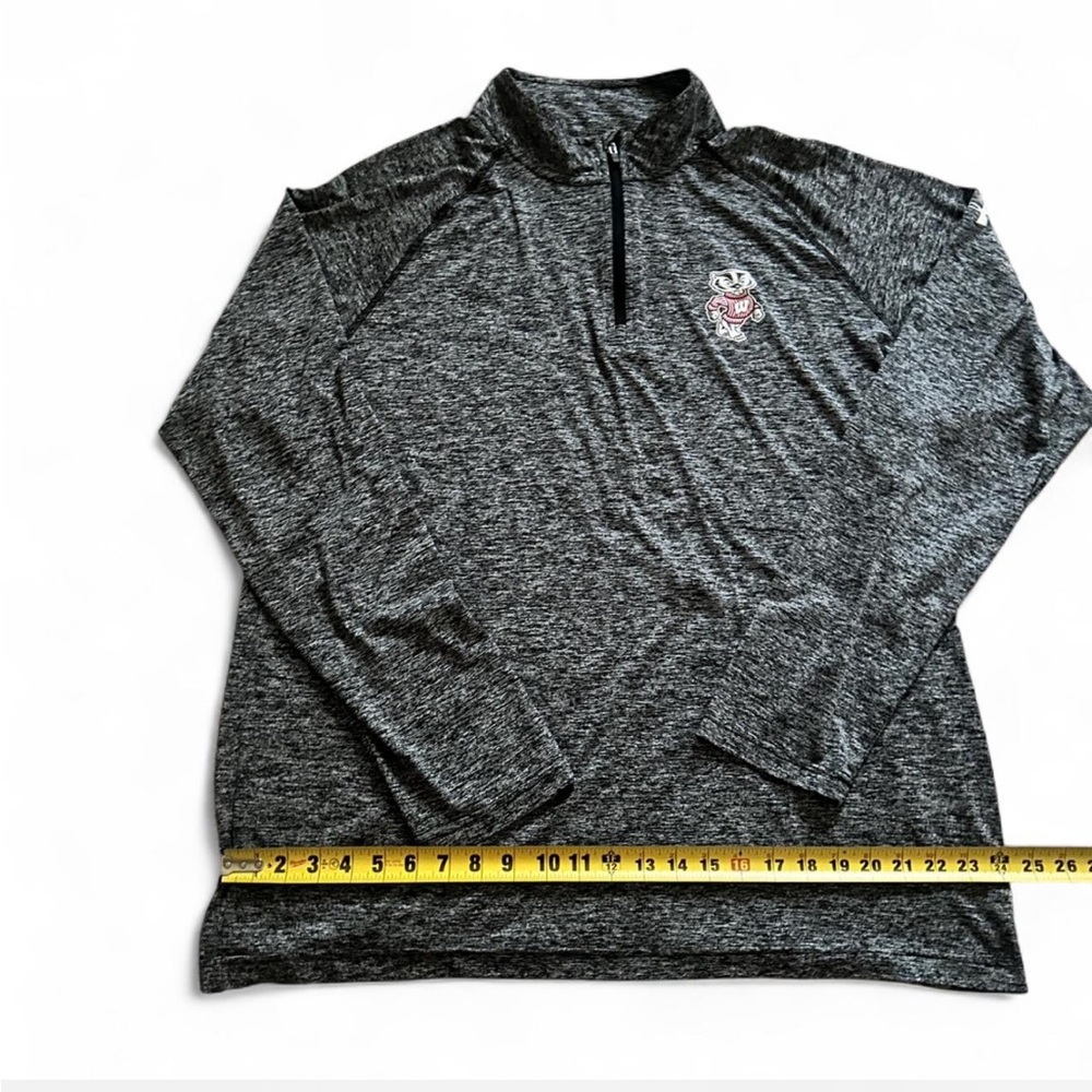 Under Armour Wisconsin Badgers Grey and Red Quarter Zip Pullover Men’s Size XXL - Picture 3 of 6